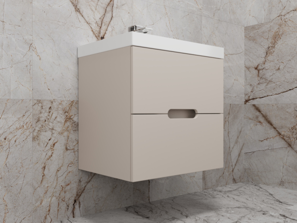Тумба без раковины подвесная Style Line "Матис 60", (2 ящика), КРЕМ, ЭМАЛЬ, ЛС-00002310