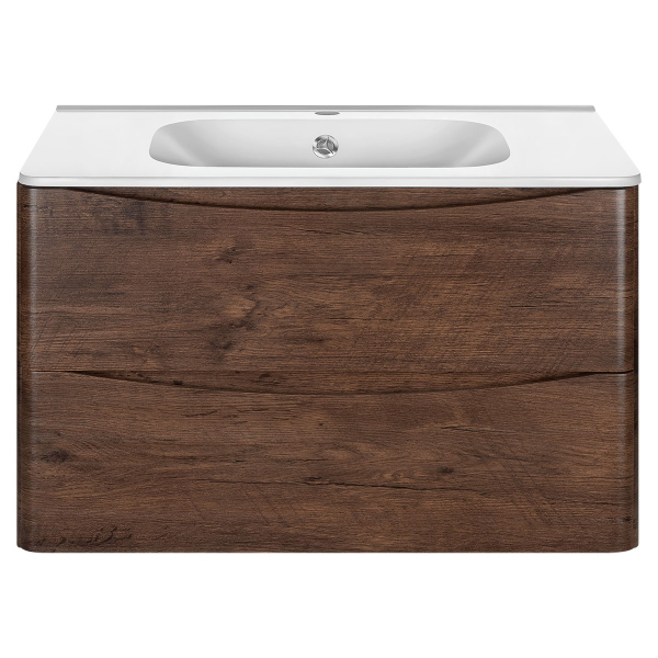 Тумба с раковиной Vincea Paola 800 подвесная, 2 выкатных ящика soft close, R.Wood, VMC-2P800RW+VCB-2VP800W