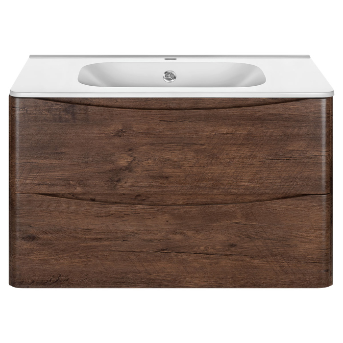 Тумба с раковиной Vincea Paola 800 подвесная, 2 выкатных ящика soft close, R.Wood, VMC-2P800RW+VCB-2VP800W