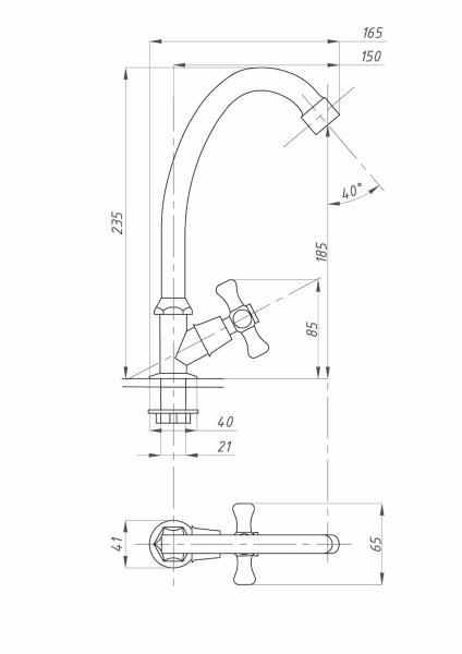 Кран для холодной воды FAUZT FZs-101-17 тип Кр-ЦБА