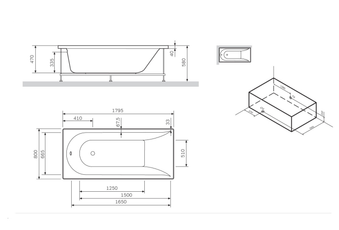 Экран AM.PM Spirit 180x80