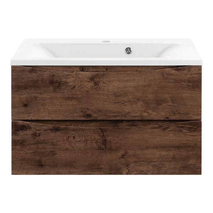 Тумба с раковиной Vincea Mia 750 подвесная, 2 выкатных ящика soft close, R.Wood, VMC-2MA750RW+VCB-3M750W