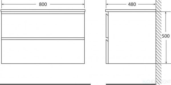 Belbagno База под раковину подвесная с двумя выкатными ящиками, LUCE-800-2C-SO-ST