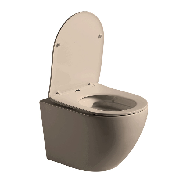 Унитаз подвесной Vincea Globo VT1-14SMC безободковый, цвет капучино мат., сиденье soft-close