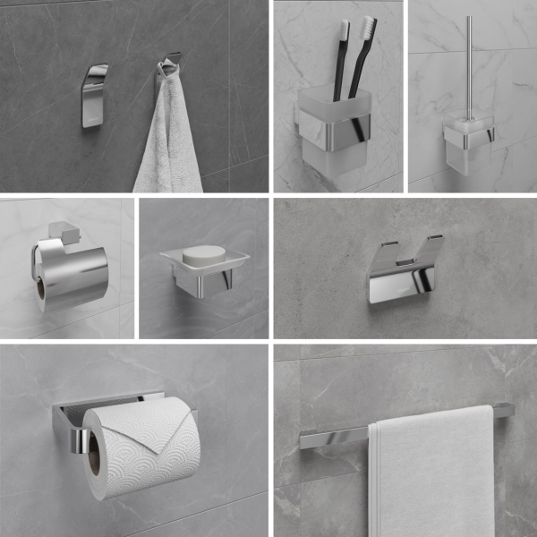 Стакан для зубных щёток Lemark SMOOTH LINE с держателем, хром (9731013)