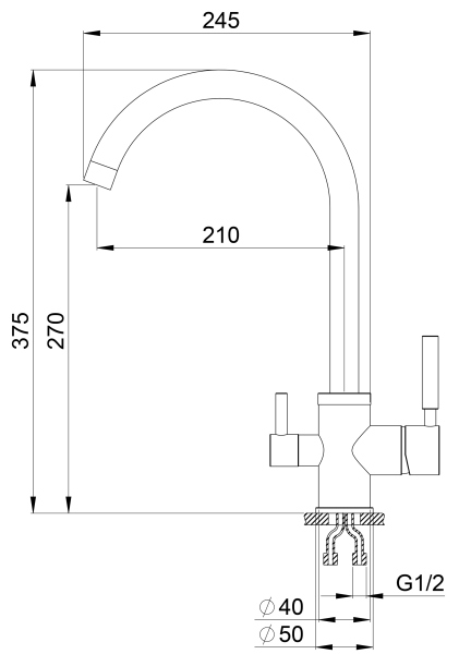 Смеситель для кухни GRANULA (2168, ПИРИТ)