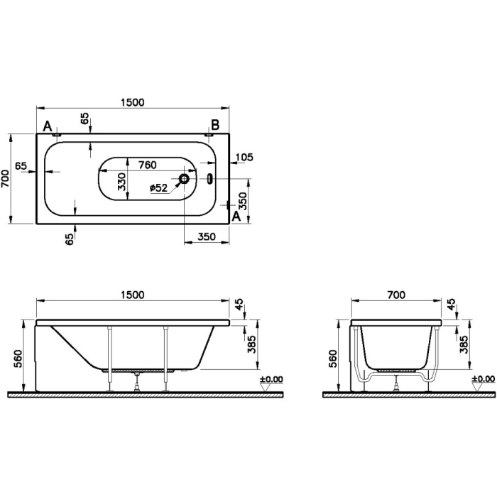Ванна VITRA OPTIMUM NEO, 64560001000