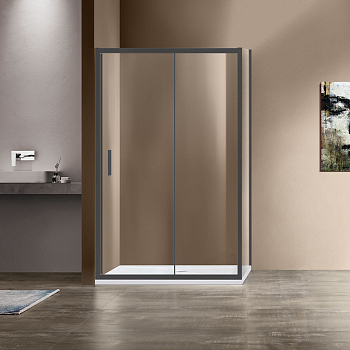 Душевой уголок Vincea Garda VSR-1G8015CLB, 1500*800, черный, стекло прозрачное