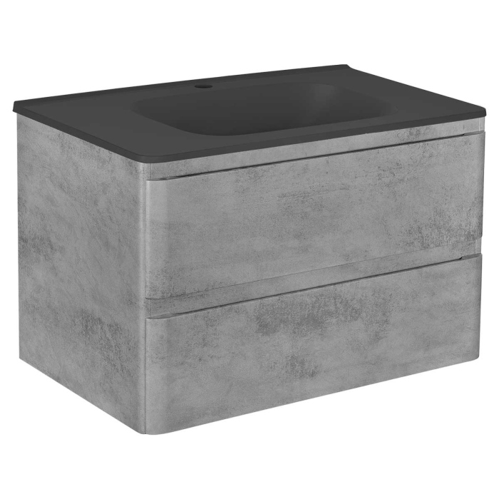 Тумба с раковиной Vincea Vico 800 подвесная, 2 выкатных ящика soft close, Beton, VMC-2V800BT+VCB-2VP800W