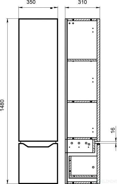 Шкаф-пенал Cersanit Street Fusion