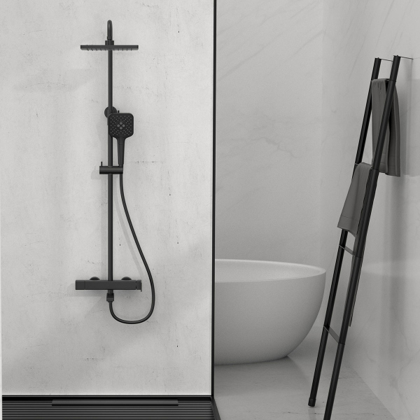 Душевая стойка Vincea Cube VSFS-1C1MB с изливом, черный