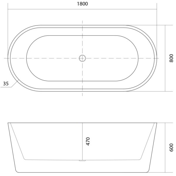 Акриловая ванна Aquatek ОВО 180x80 AQ-99880, отдельностоящая