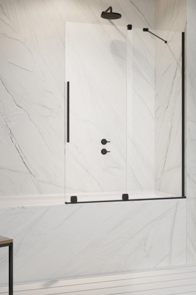 Шторка для ванны Radaway Furo PND II Black 53,8*150 прозрачное 8 мм левая 1/2, 10109538-54-01L