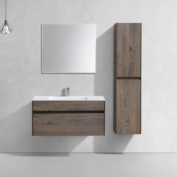 Тумба с раковиной Vincea Chiara 1000 подвесная, 1 выкатной ящик soft-close, R.Oak, VMC-2C100RO+VCB-13100W