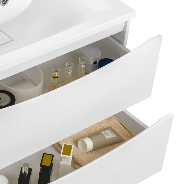 Тумба без раковины Vincea Mia 650 подвесная, 2 выкатных ящика soft close, G.White, VMC-2MA650GW