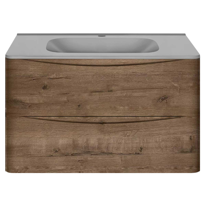 Тумба с раковиной Vincea Paola 800 подвесная, 2 выкатных ящика soft close, V.Oak, VMC-2P800VO+VCB-2VP800W