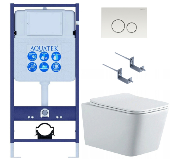 Комплект 5 в 1 Aquatek SET AQUATEK ЛИБРА N KDI15 (рама+клавиша+крепеж+унитаз AQ0530N-00+сиденье)