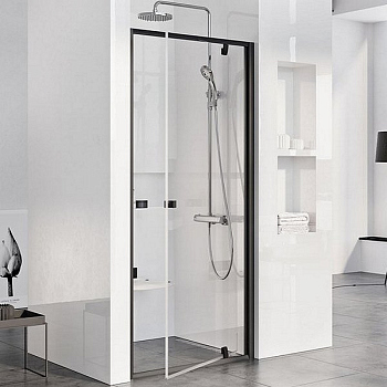 PDOP1-90 черный + транспарент, Pivot душевая дверь одноэлементная