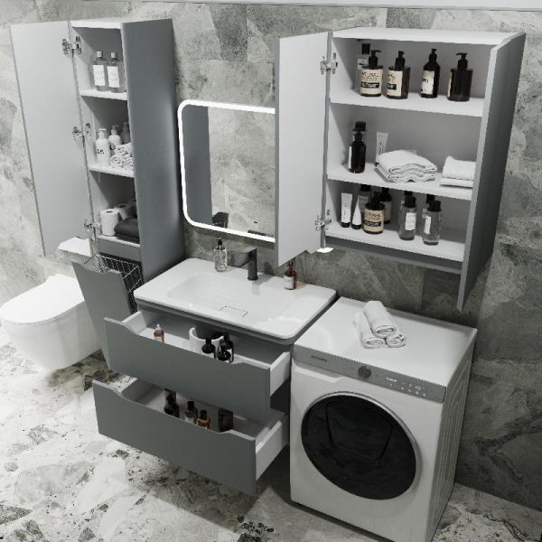 Тумба без раковины Style Line подвесная "Марелла 80" (2 ящ.) серый, PLUS, СС-00002412