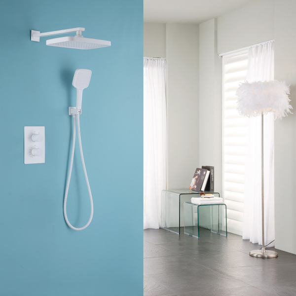 Душевая система ABBER Weiss Insel AF8051W скрытого монтажа без излива, термостат, белая