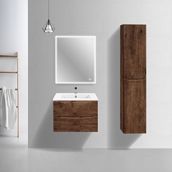 Тумба с раковиной Vincea Mia Slim 700 подвесная, R.Wood, VMC-2MC700S1RW+VBS-13970S1