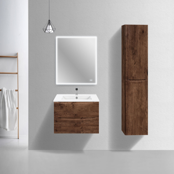 Тумба с раковиной Vincea Mia Slim 700 подвесная, R.Wood, VMC-2MC700S1RW+VBS-13970S1