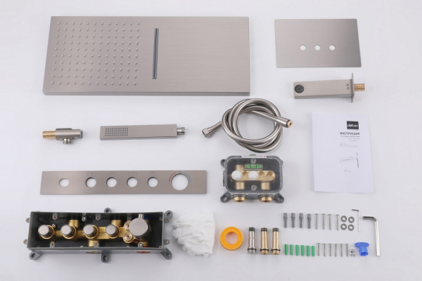 Душевая система ABBER Rund AF8753SP скрытого монтажа с изливом, термостат, сатин