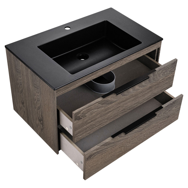 Тумба с раковиной Vincea Chiara 2D 800 подвесная, R.Oak, VMC-2C2800RO+VCB-13800G