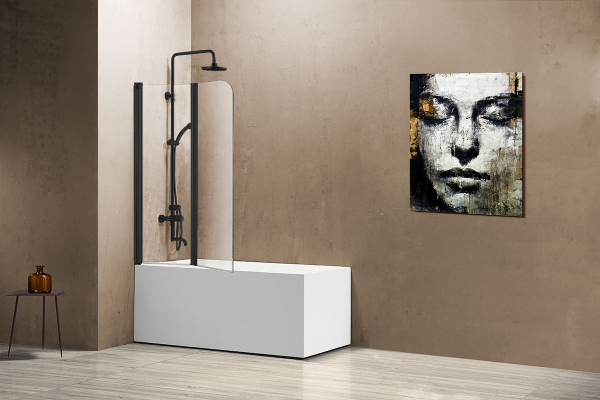 Душевая шторка на ванну Vincea VSB-12114CLB, 1140*1400, черный, стекло прозрачное