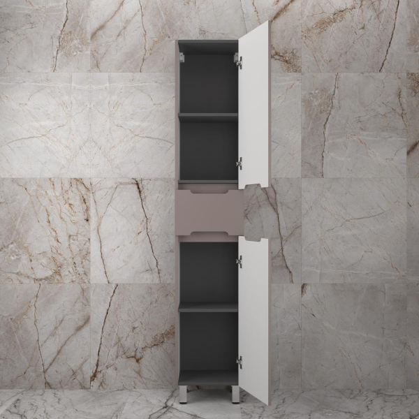 Пенал напольный "Матис" 36 см 1 ящик, тауп темный, PLUS, ЭМАЛЬ, ЛС-00002391