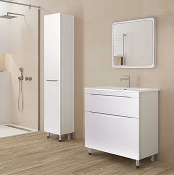 Тумба напольная Style Line "Бергамо мини 80" (2 ящ.) белый, PLUS (без раковины)