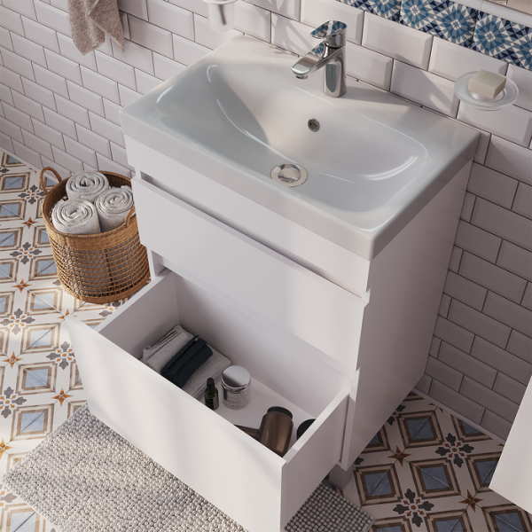 Тумба с раковиной IDDIS напольная с ящиками, белая, 60 см, Zodiac. (ZOD6CBFi95K)