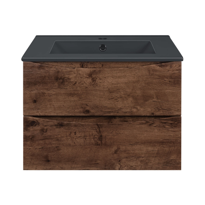 Тумба с раковиной Vincea Mia 600 подвесная, 2 выкатных ящика soft close, R.Wood, VMC-2MC600RW+VBS-13960MB