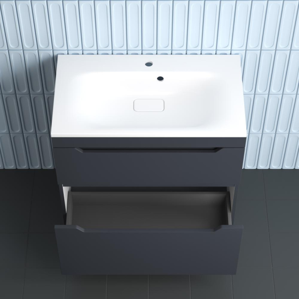 Тумба без раковины напольная "Остин" 80 2 ящ графит эмаль PLUS, ЛС-00002396