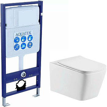 Комплект унитаза с инсталляцией Aquatek Set Aquatek Либра AQ1148N-00 с сиденьем Микролифт