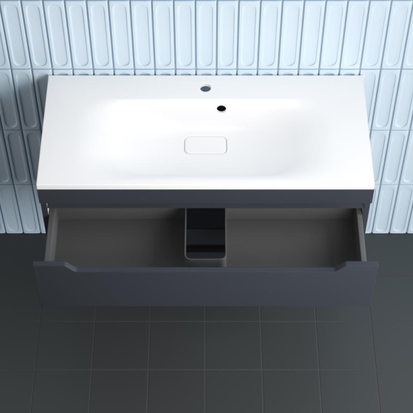 Тумба без раковины подвесная "Остин" 100 2 ящ графит эмаль PLUS, ЛС-00002408