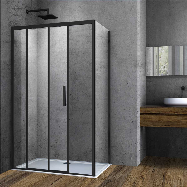 Душевой уголок Vincea Soft VSR-3SO9014CLB, 1400*900, черный, стекло прозрачное