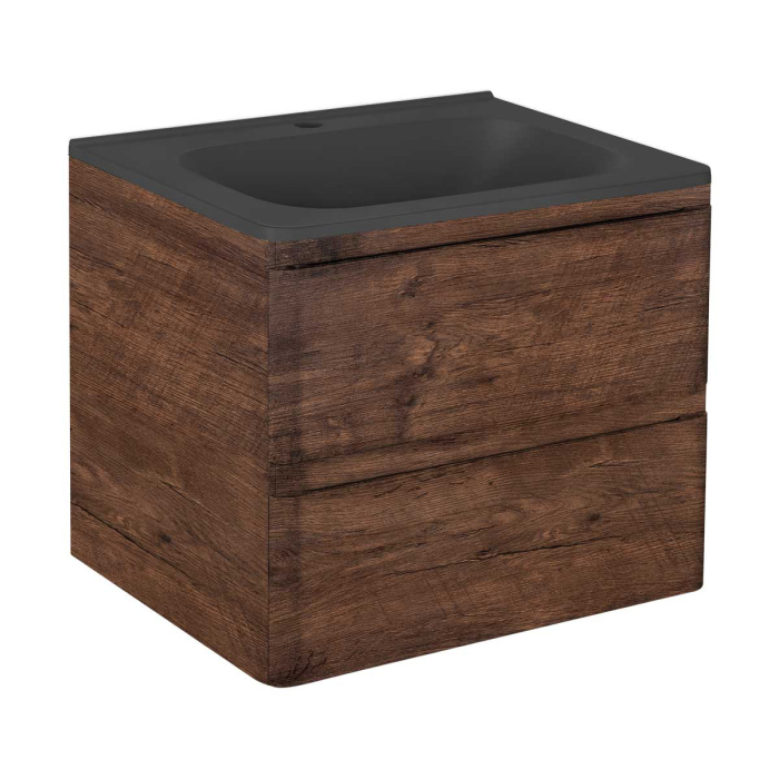 Тумба с раковиной Vincea Vico 600 подвесная, 2 выкатных ящика soft close, R.Wood, VMC-2V600RW+VCB-2VP600B