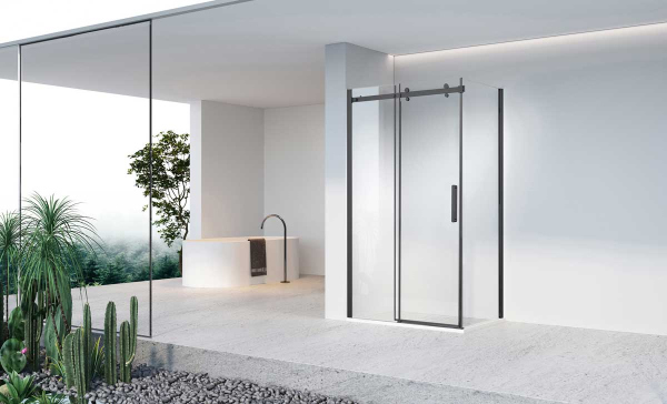 Душевой уголок Vincea Como-N VSR-4CN8014CLB, 1400*800, черный, стекло прозрачное