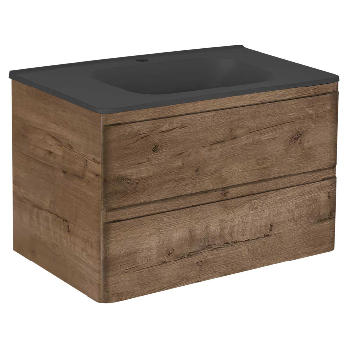 Тумба с раковиной Vincea Vico 800 подвесная, 2 выкатных ящика soft close, V.Oak, VMC-2V800VO+VCB-2VP800W