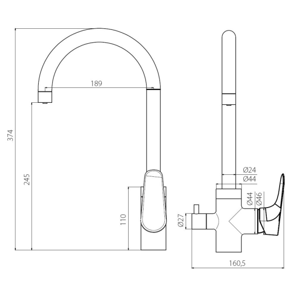 Смеситель для кухни Damixa Merkur, 400730000
