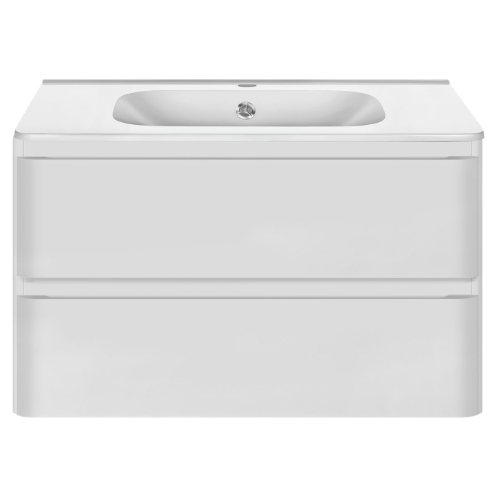 Тумба с раковиной Vincea Vico 800 подвесная, 2 выкатных ящика soft close, G.White, VMC-2V800GW+VCB-2VP800W