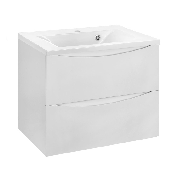 Тумба без раковины Vincea Mia 650 подвесная, 2 выкатных ящика soft close, G.White, VMC-2MA650GW