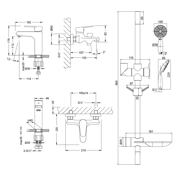 Комплект смесителей Lemark "3 в 1" Point (LM0380C)