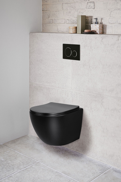 Унитаз подвесной Vincea Globo VT1-14SMB безободковый, цвет матовый черный, сиденье soft-close
