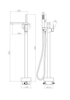 Напольный смеситель для ванны с душем D&K Bayern.Liszt (DA1516005)