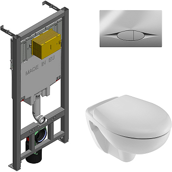 Комплект 4 в 1 Jacob Delafon унитаз с инсталляцией и клавишей смыва, E21733RU-00