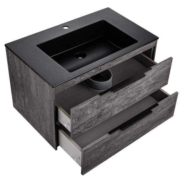 Тумба с раковиной Vincea Chiara 2D 800 подвесная, G.Stone, VMC-2C2800GS+VCB-13800G