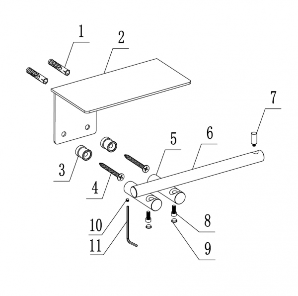 Бумагодержатель с полкой ABBER Osten 316 AA1830BGG оружейная сталь брашированная