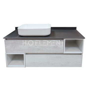 Тумба-умывальник Comforty "Прага-120" дуб белый с серой столешницей, с раковиной Comforty T-Y9378